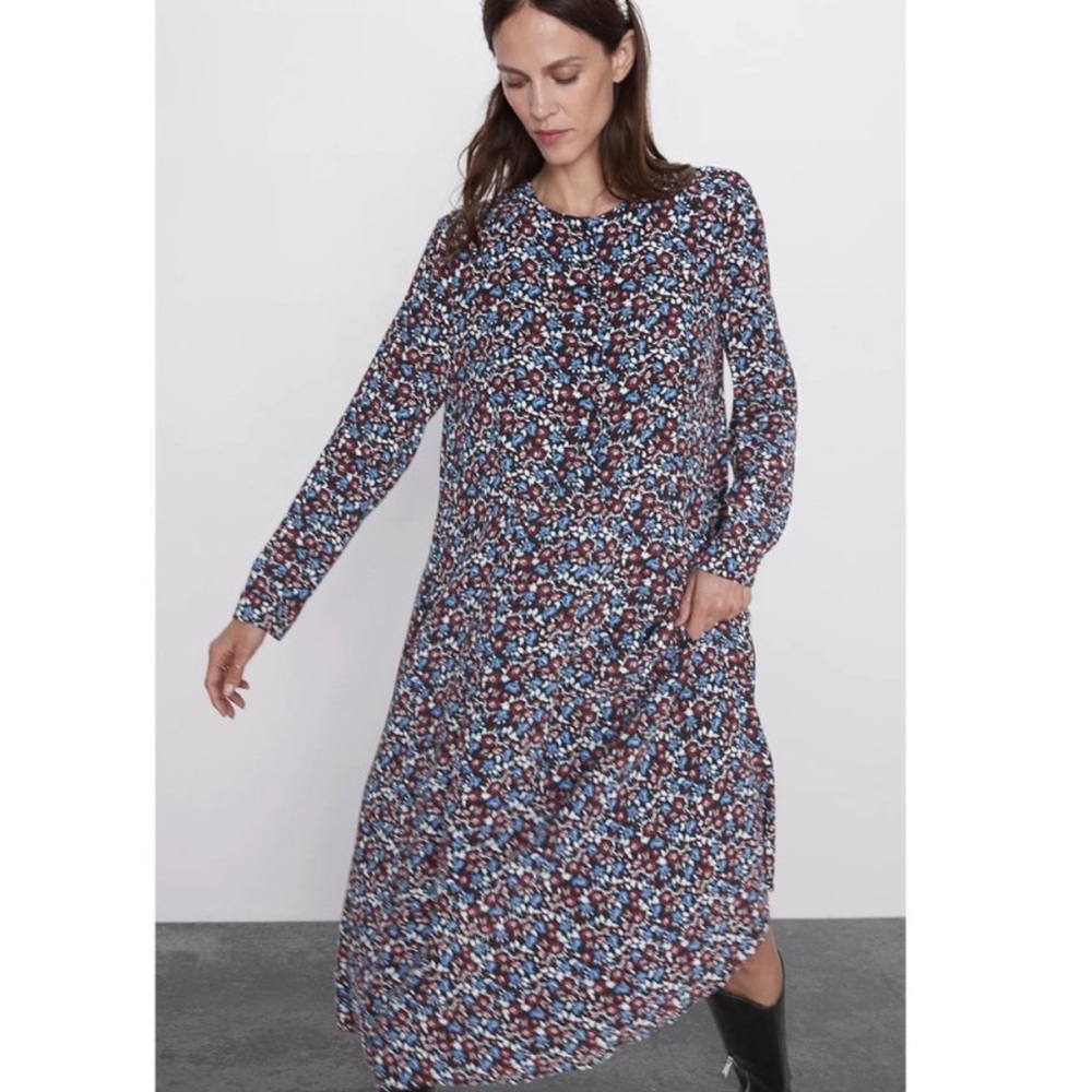 Zara Floral Print Midi Dress